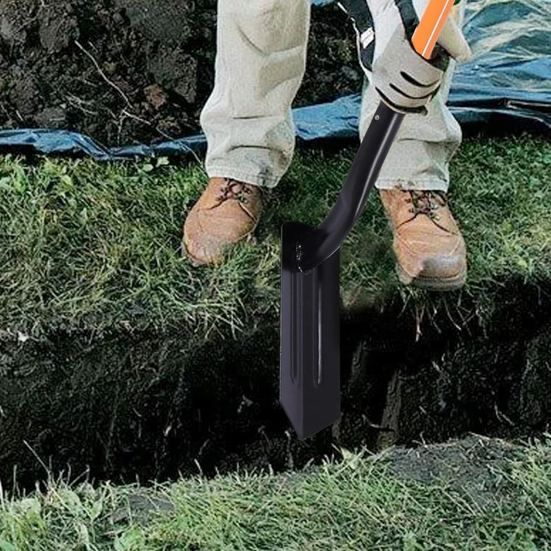 wangyanhao Professional Garden Shovel with Long Orange Handle, Heavy Duty Steel Blade, Ergonomic Design for Digging and Trenching - Image 5